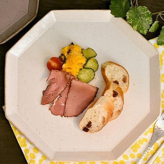 Angle White L White Tableware, shaped plate, made in Japan, Minoyaki, fashionable, modern