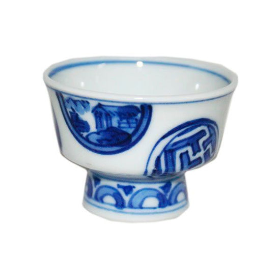 [Eisyou] Bonsai cup with a round design in underglaze blue