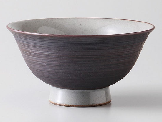 [SALE]Black Pottery Rice Bowl Large [Hasamiyaki].