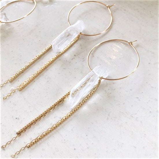 Crystal chain hoop pierce/earring