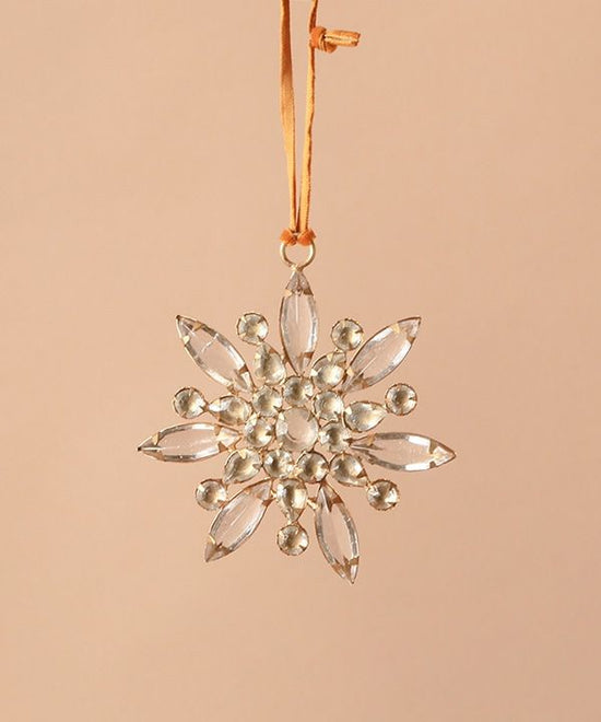 Glass beads snowflake ornament, heptagonal M34-2530