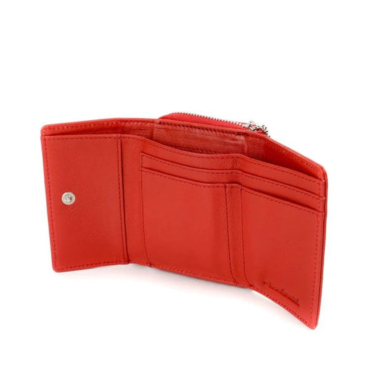 Flower Logo Trifold Wallet in Red