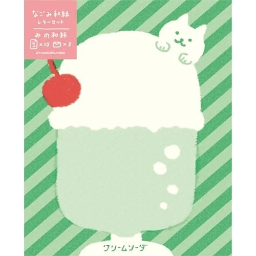 Furukawa Shiko Nagomi Washi Letter Set – Cream Soda and Cat