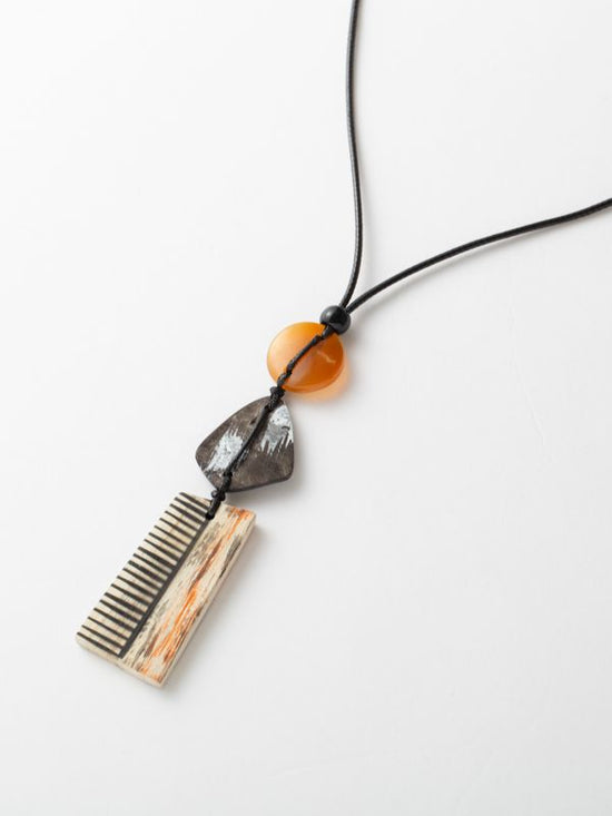 Wood print necklace
