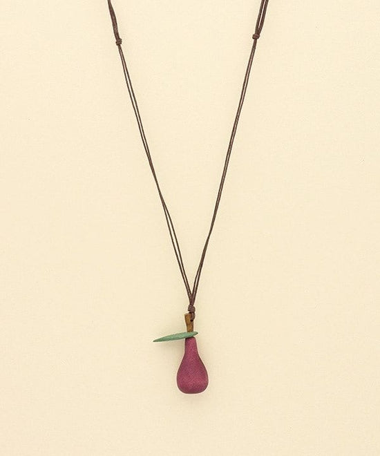 Wood Pear Top Necklace A24WPN031RD