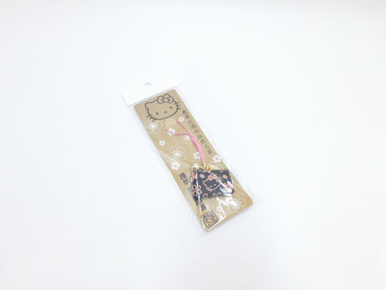 Kitty Inden Wallet-Shaped Netsuke, Black/Pink, Cherry Blossom Pattern