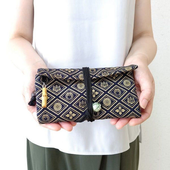 Kyoto Douchu wallet, dark blue denim, water chestnut