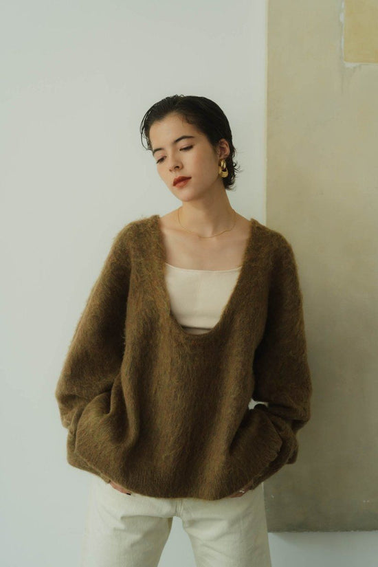 Uneck Knit Pullover(unisex)/Khaki