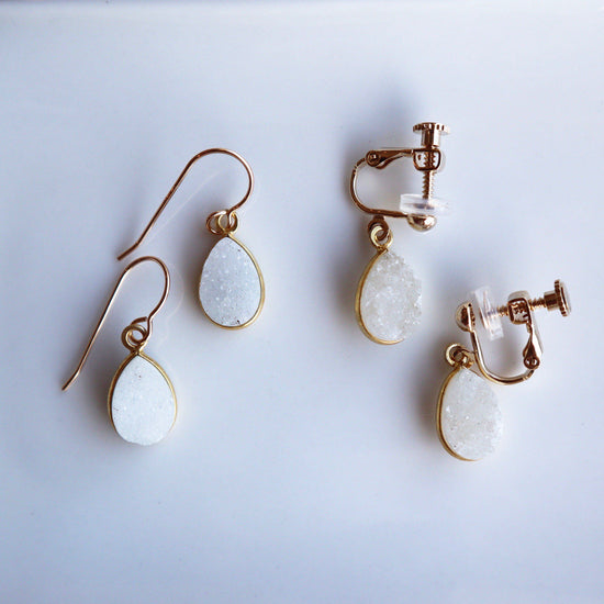 Druzy pear shape pierce/earring