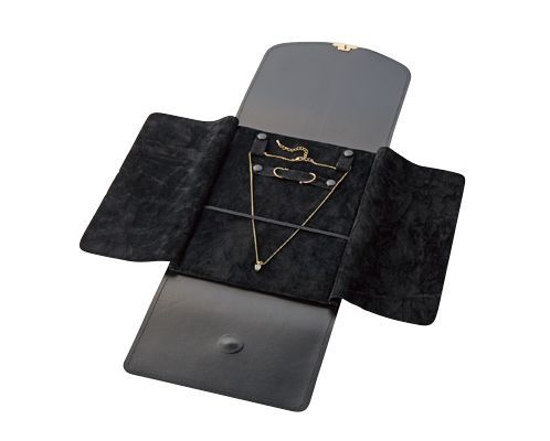 Necklace, Clip-on earrings set case, foldable synthetic leather soft case, 12 pieces AR-N-138