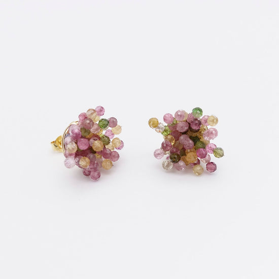 Coral Tourmaline Pierced earrings