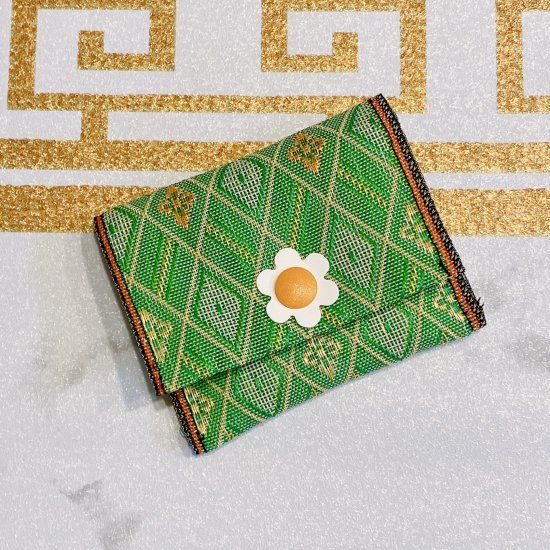 Accessory Case [size S], Light Green, Button: White Flowers