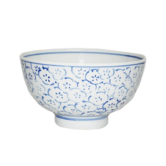 [Eisyou] Rice bowl with plum tree design in underglaze blue