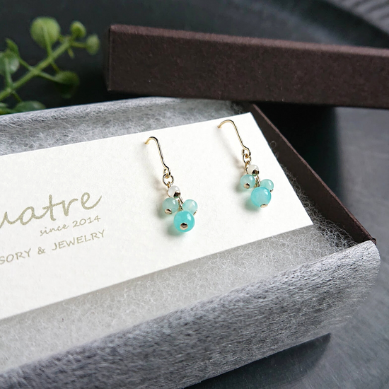 아마조나이트 피어싱 이어링 콰트르