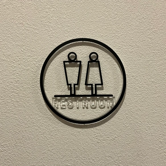 Room Sign RESTROOM For Wall-Mounted Floating Icon Clear Lettering