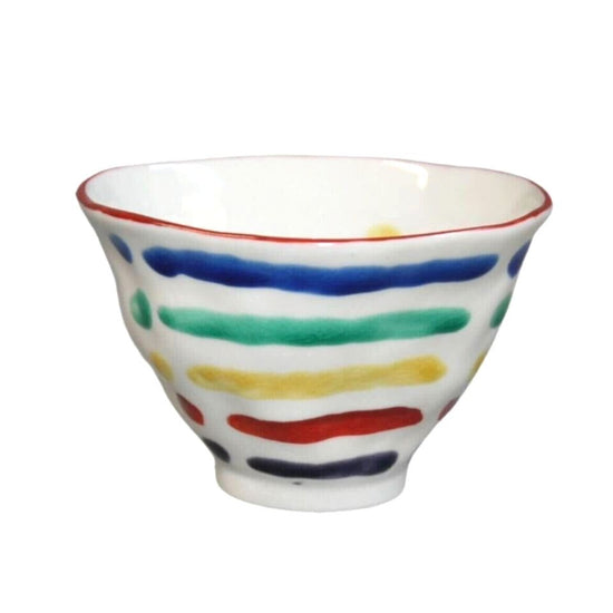 [Eisyou] Rice Bowl with Five-Colored Horizontal Stripes Design (Small)