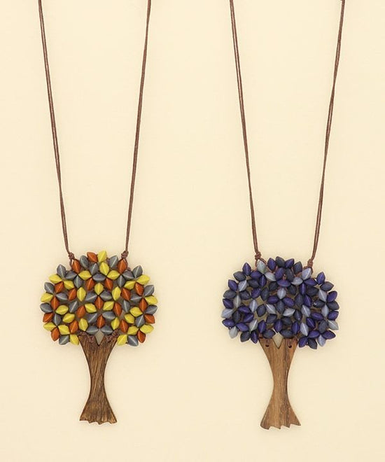 Wood Abacus tree top necklace (2 colors) A24WPN021