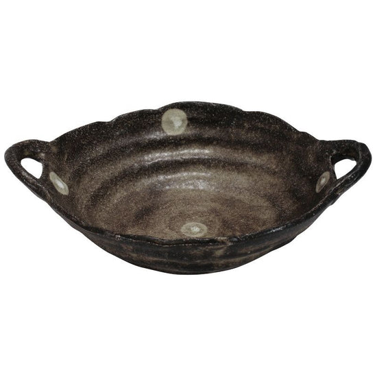 Mocha Dot Curry Dish with Handle (07876)