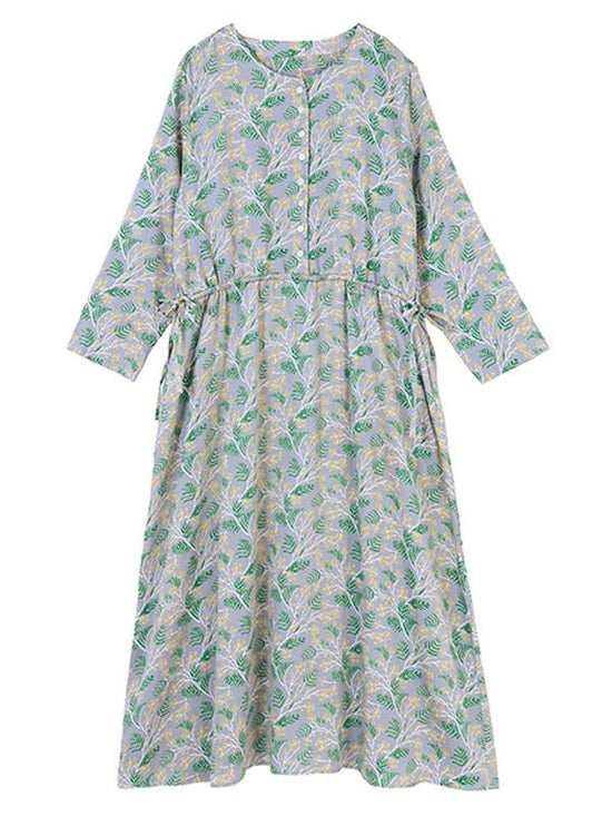 Mimosa print cotton satin dress (3 colors)