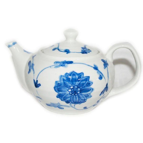 [Eisyou] Pot with floral wheel design in underglaze blue