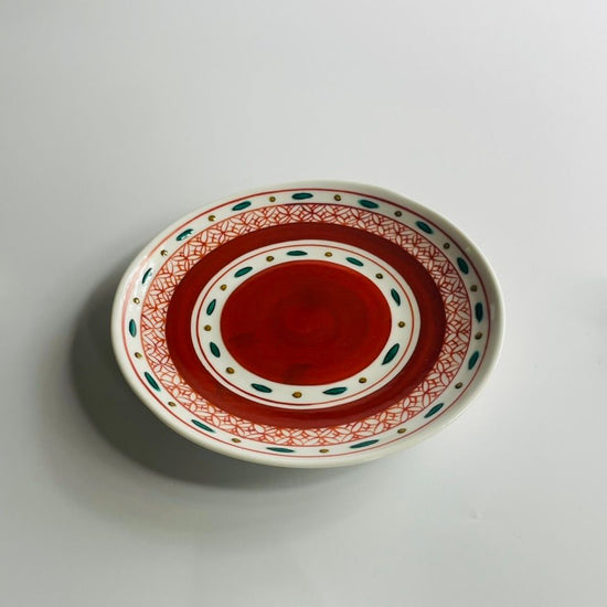 [Eisyou] Green glazed dish with polka-dot motif, 5.5 x 5.5 cm