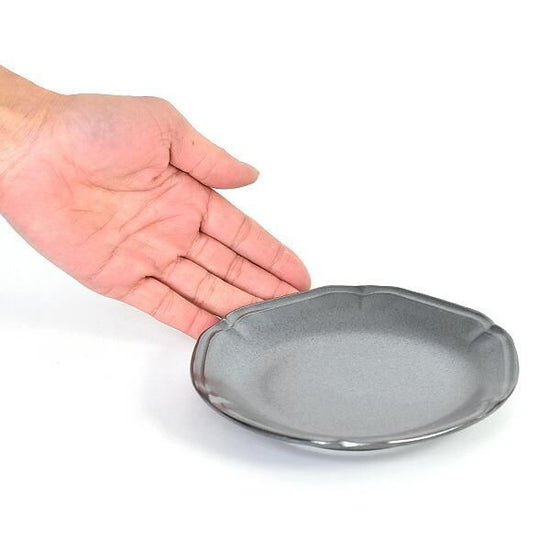 Noir 14cm dish, black type, Western tableware, round plate, made in Japan, Minoyaki, stylish.