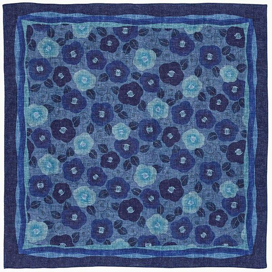 Digital indigo Furoshiki - Kyo-Tsubaki