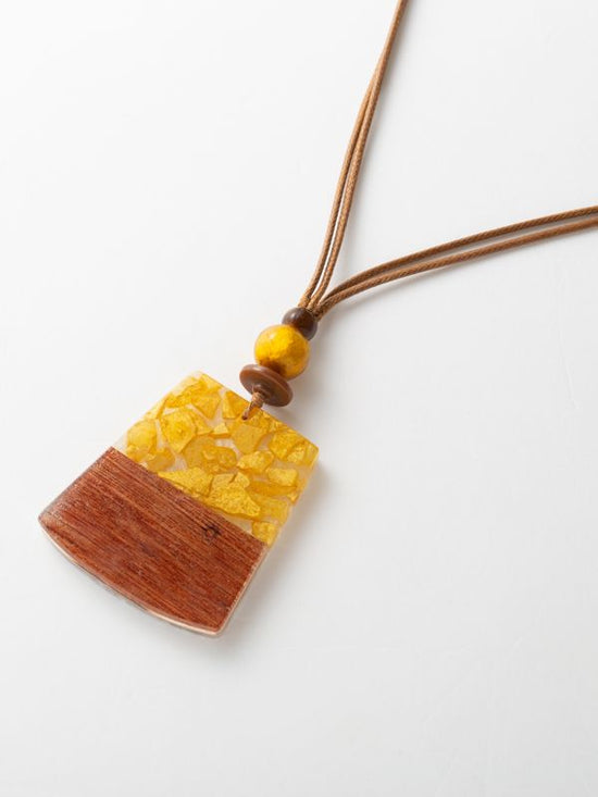 Wood & resin trapezoid necklace
