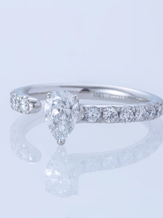 ONE PT900 PEAR 0.5CT HALF ETERNITY RING