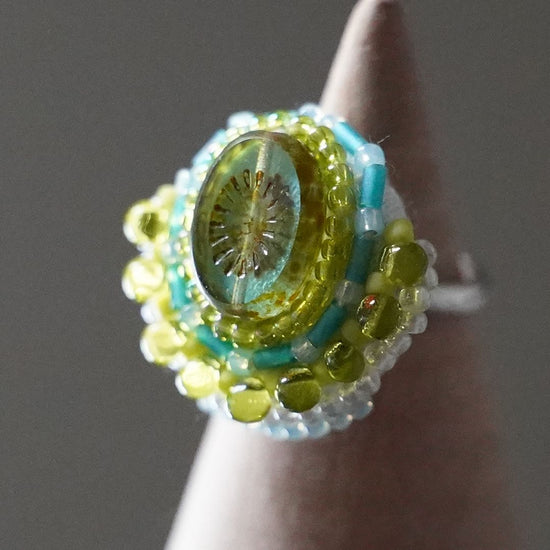 Also for scarf clasp! Chatty ring 130 free size bead embroidery ring clear color large ring