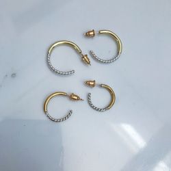 Choice of size combination color brass and twisted silver hoop pierced earrings 14kgf post