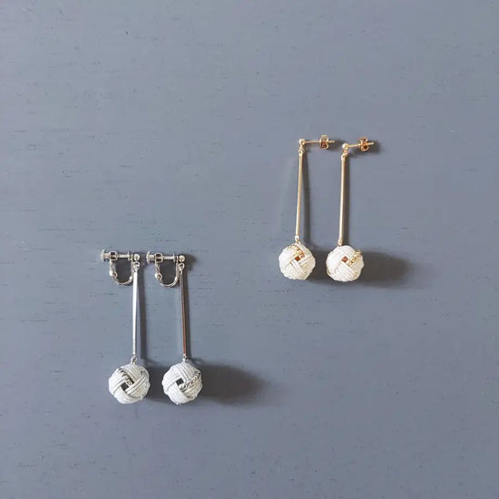 Pierced earrings / Clip-on earrings of Tamamusubi Tied with Beads