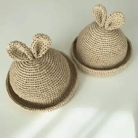 Straw hat with ears Ssize(46cm)