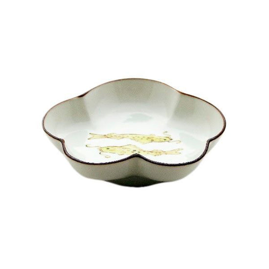 [Eisyou] (Lu) Pine-shaped plate, 3" x 3" with design of double fish