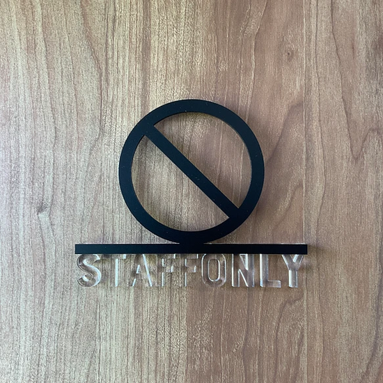 Room Sign STAFFONLY 3D Icon for Door Clear Lettering