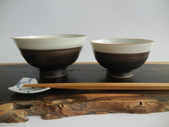 Black colored rice bowl (large and small)