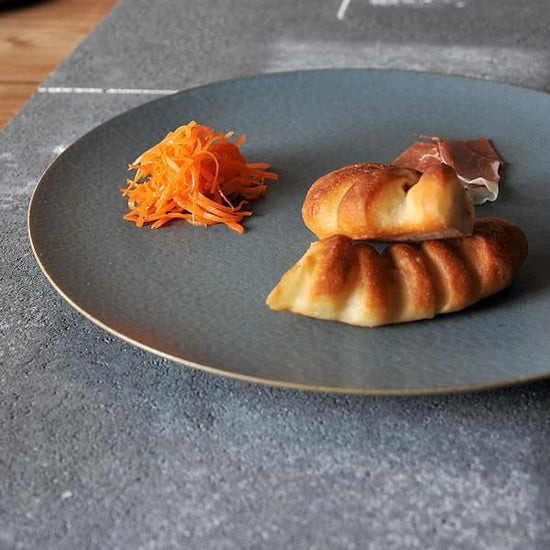 Cuisine Glazed Blue Plate, L, Blue Western Tableware, Round Plate, Made in Japan, Minoyaki