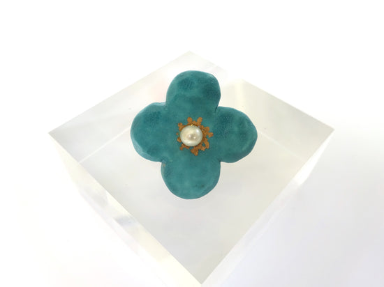 Small Flower Brooch Turquoise Blue
