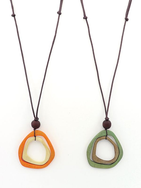 Wood 2 ring necklace (2 colors)