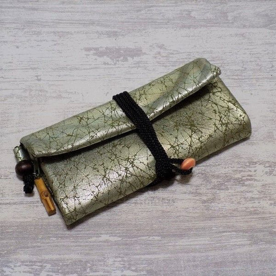 Kyoto, special edition, rolled bag, cotton, silk green ground, light color, cotton foil