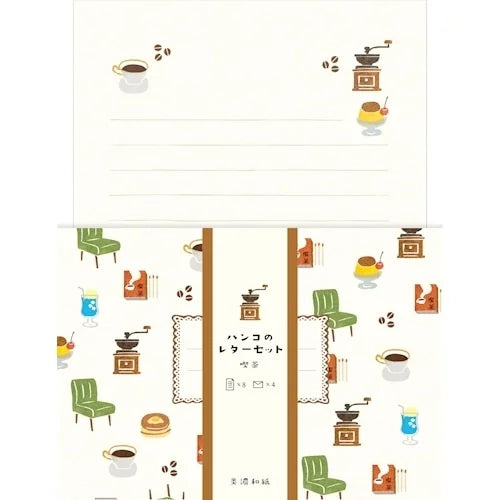 Furukawa Shiko Hanko Letter Set – Coffee Shop (8 sheets, 4 envelopes)