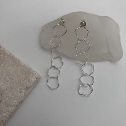 silver950 light bubble shaking design Pierced earrings resin Clip-on earrings 10K 18K Pierced earrings core changeable silver