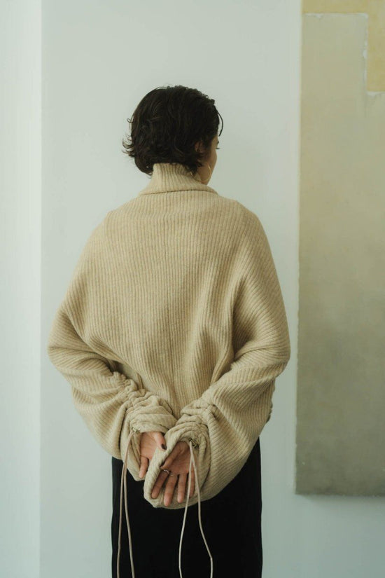 2way Unique High Neck Knit/Beige