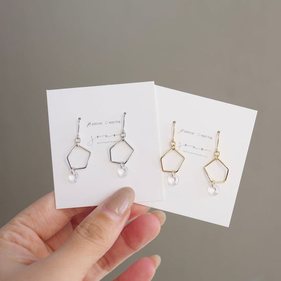 펜타곤 × 투명 비즈 피어스/귀걸이