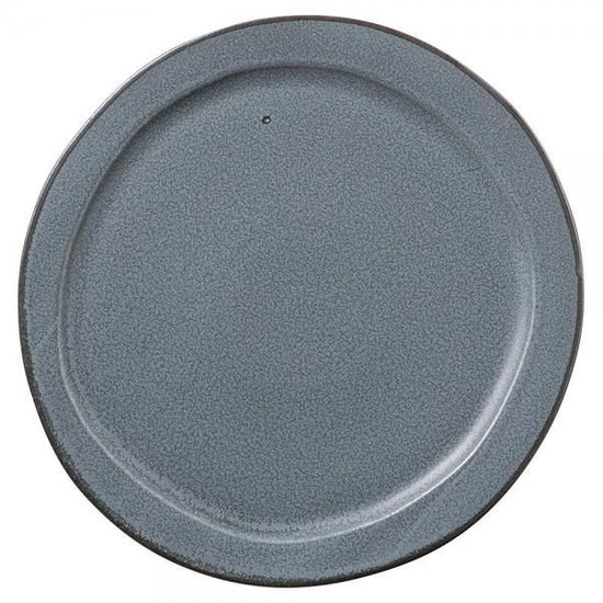 Veggie color round platter, ash gray, grayish Western tableware, shaped plate, made in Japan, Minoyaki, stylish.