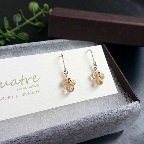Rutile quartz Pierced earrings quatre