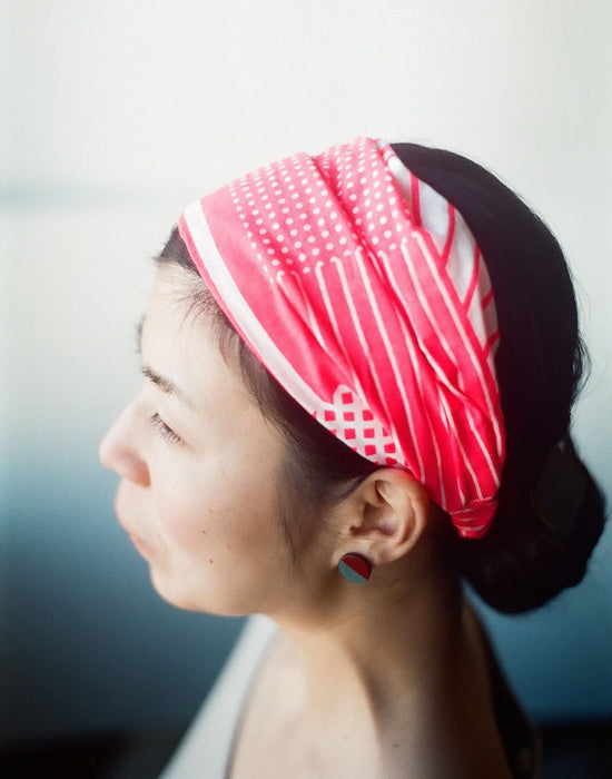 Tenugui Hair Band - Fluorescent Pink