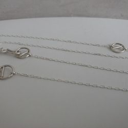 silver950 3way slender long necklace motif long silver necklace