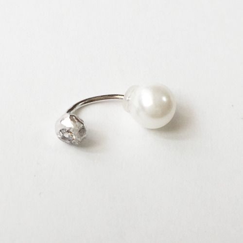 Pierced earrings with colon pearl catch (rhodium plated) sold in pairs