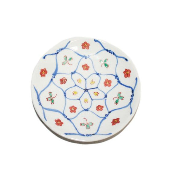 [Eisyou] 3.5" Dish with a design of flowers in a slip pattern